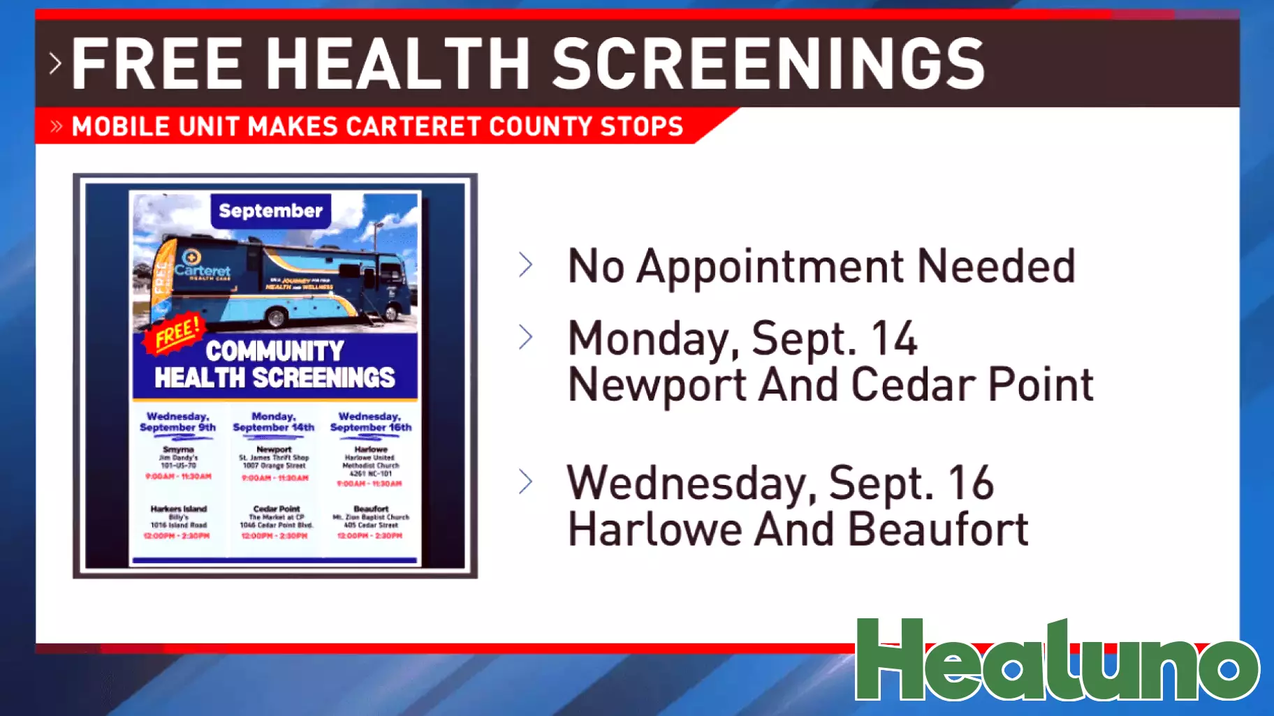 Carteret Health Care takes free screenings on the road with countywide stops