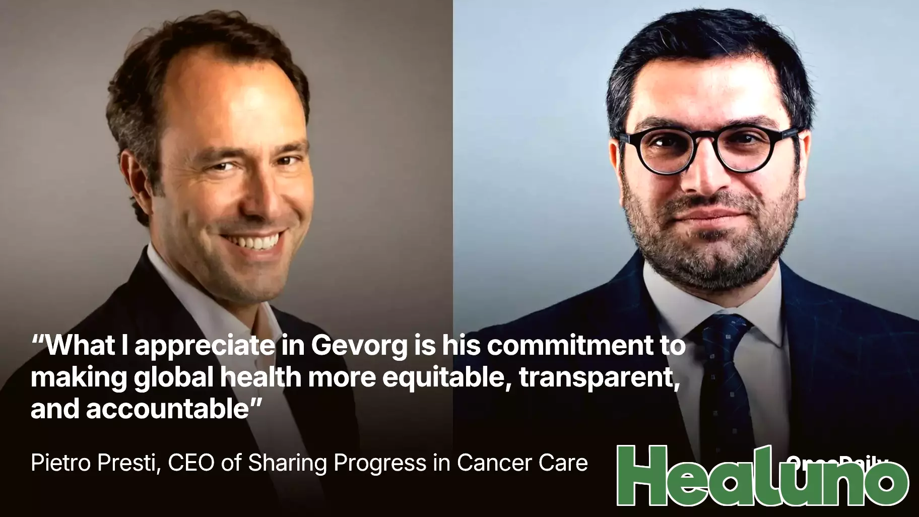 Pietro Presti Praises Gevorg's Dedication to Fairer and More Accountable Global Health
