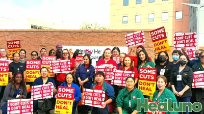 Nurses deliver petition opposing CommonSpirit Health’s planned layoffs of frontline health care workers